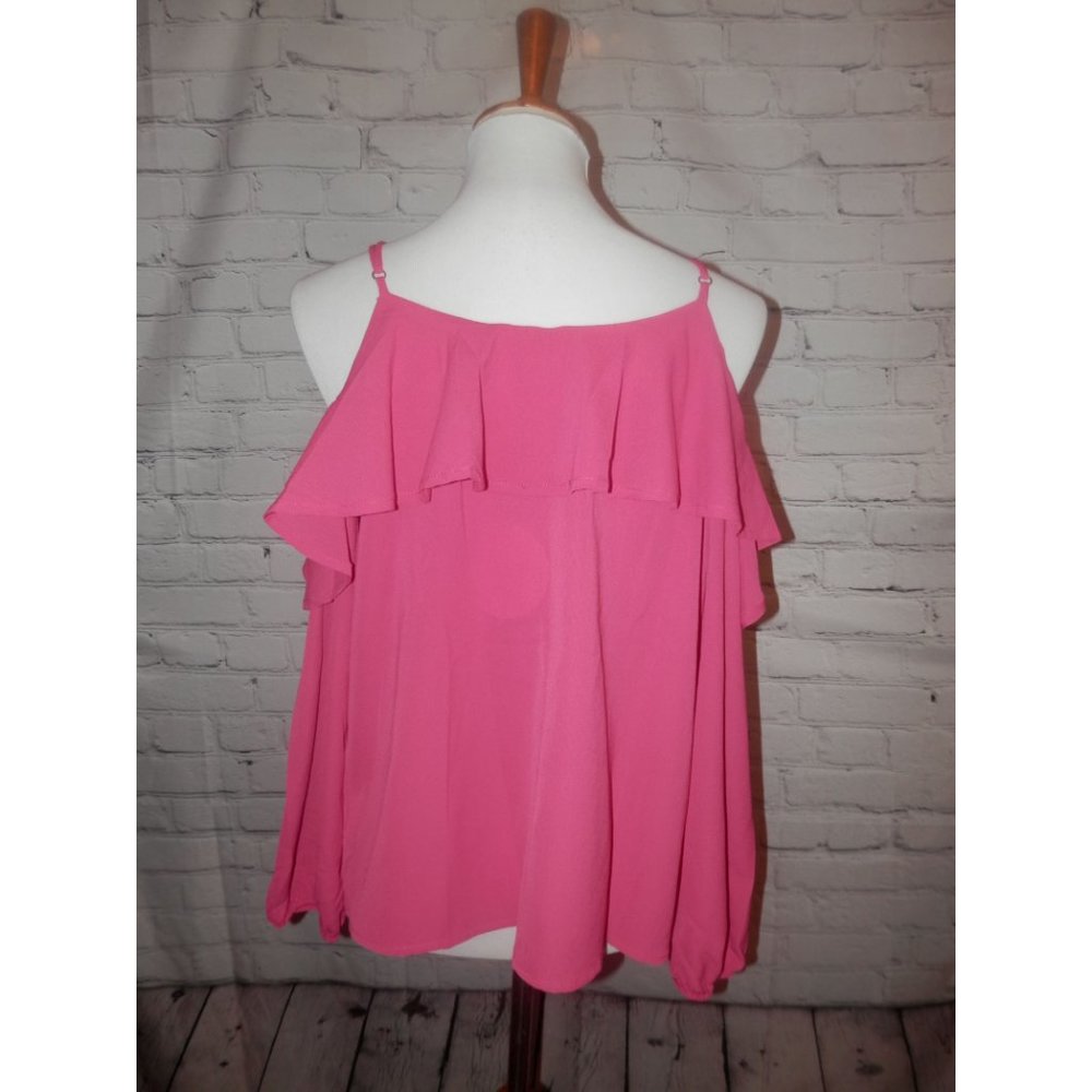 UMGEE Top Small Solid Pink Cold Shoulder - Picture 3 of 4